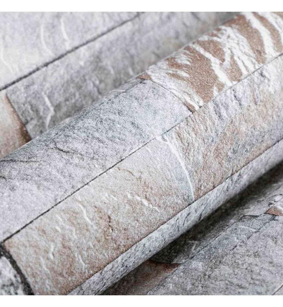 3D Stein Tapete Grau 10 x 0,53 m Vliesstoff