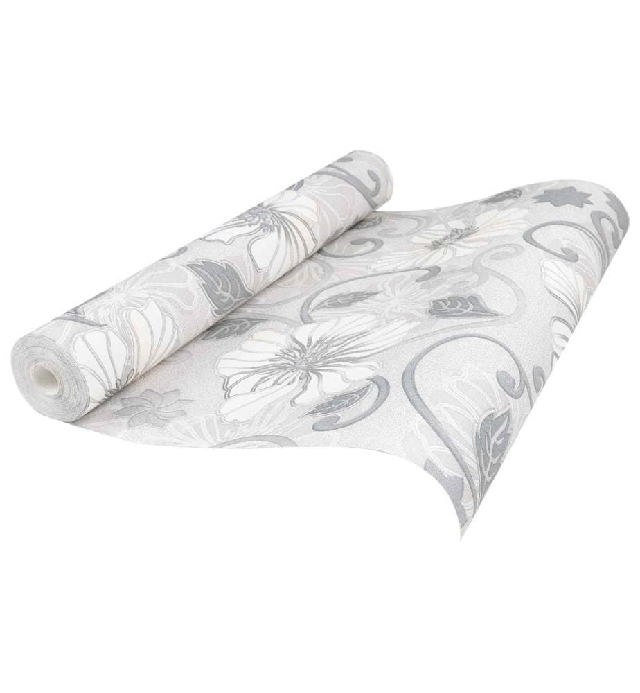 Papier peint 3D Solide Rayé Fleur 10 x 0,53 m Tissu non tissé