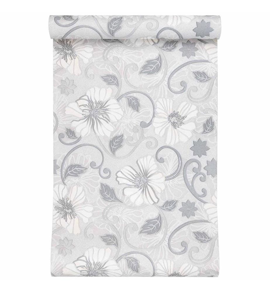 Papier peint 3D Solide Rayé Fleur 10 x 0,53 m Tissu non tissé