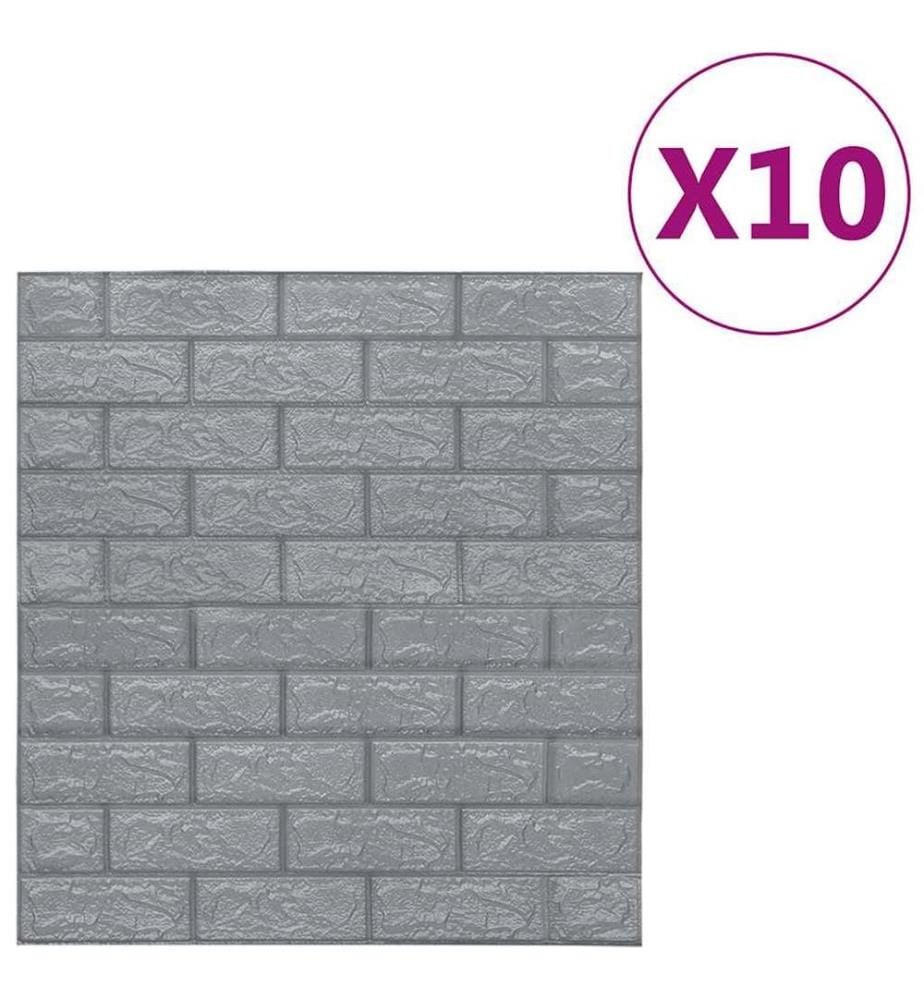 Papier peint 3D autoadhésif Briques 10 pcs Anthracite