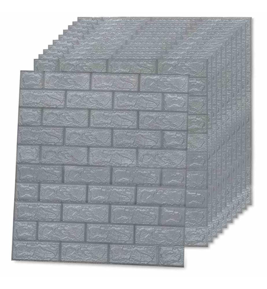 Papier peint 3D autoadhésif Briques 10 pcs Anthracite
