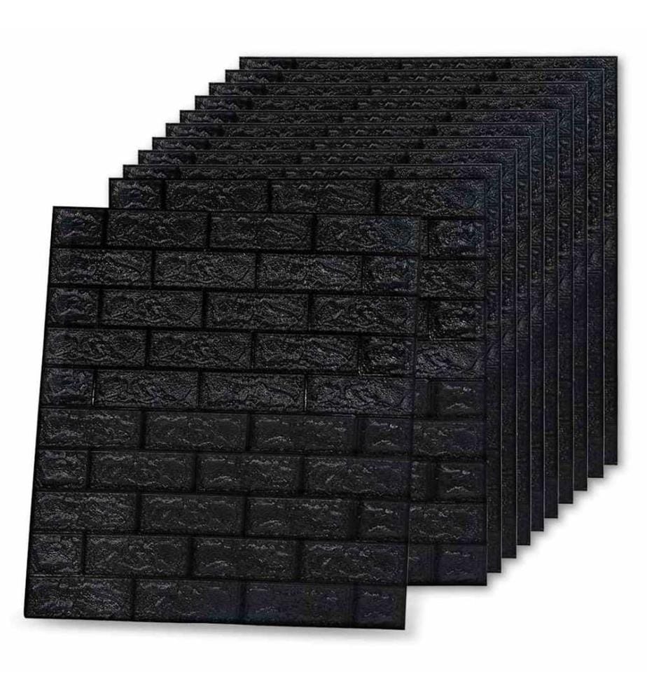 Papier peint 3D autoadhésif Briques 40 pcs Noir