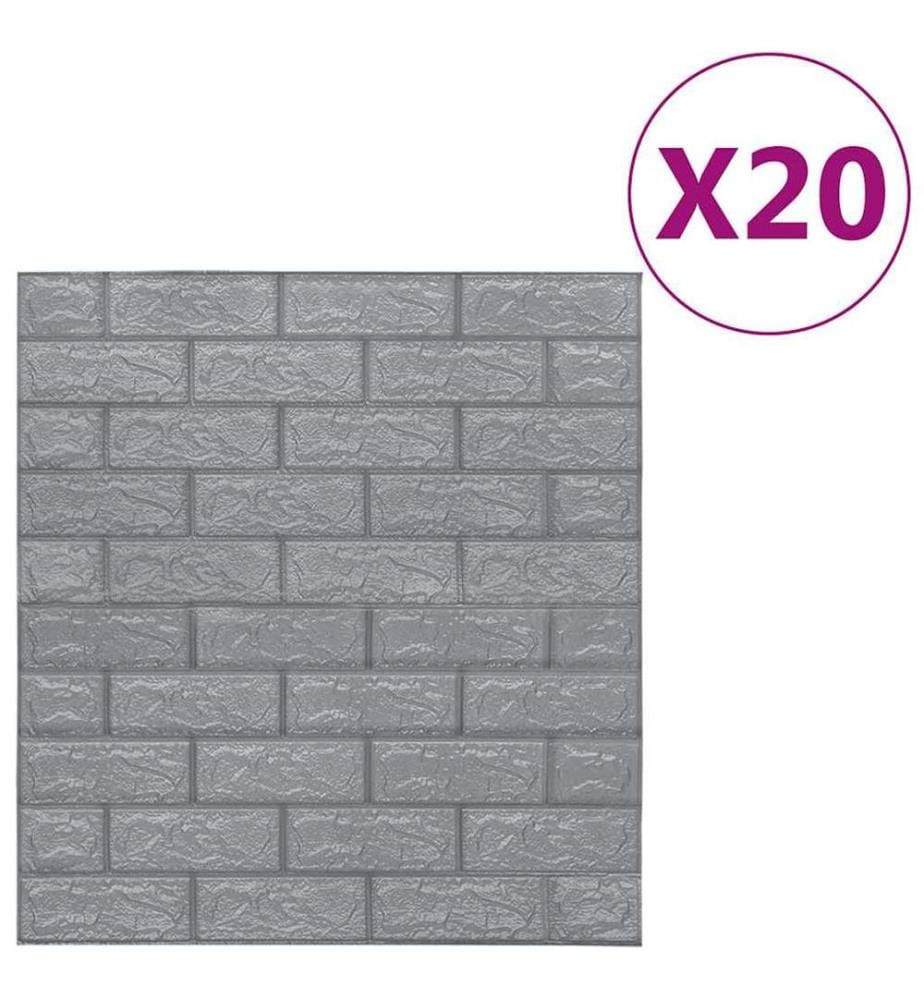 Papier peint 3D autoadhésif Briques 20 pcs Anthracite