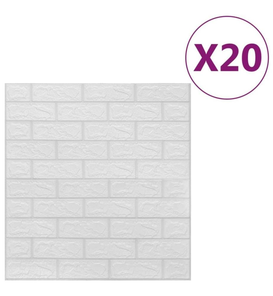Papier peint 3D autoadhésif Briques 20 pcs Blanc