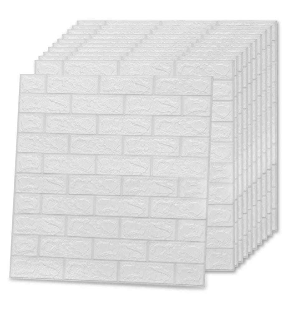 Papier peint 3D autoadhésif Briques 20 pcs Blanc