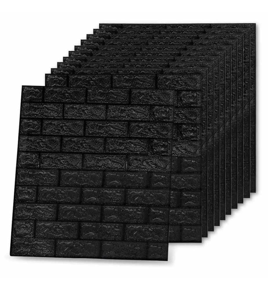 3D Tapete Ziegelstein Selbstklebend 20 Stk. Schwarz