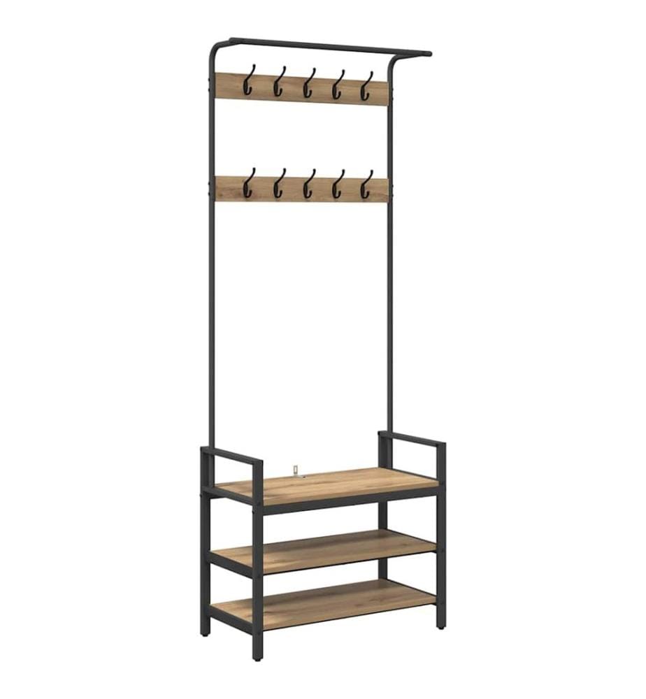 Garderobenständer Artisan-Eiche 75 x 34 x 184 cm Holzwerkstoff