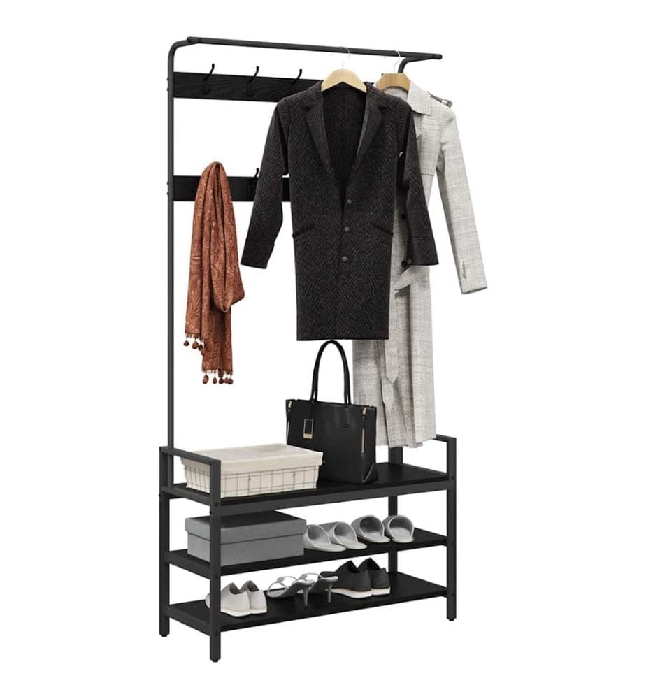 Coat Rack Black Oak 95 x 34 x 184 cm Engineered Wood
