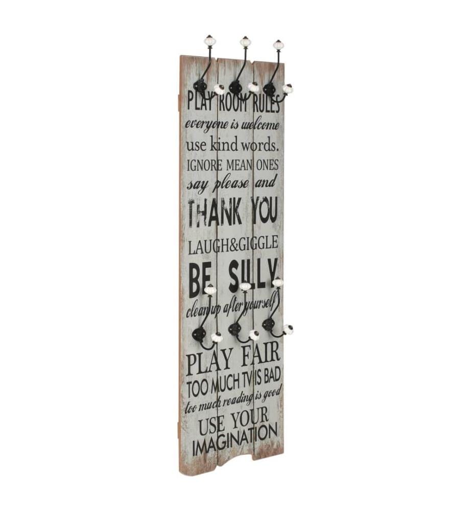 Wandgarderobe mit 6 Haken 120 x 40 cm "THANK YOU"