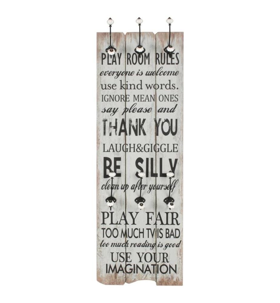 Wandgarderobe mit 6 Haken 120 x 40 cm "THANK YOU"
