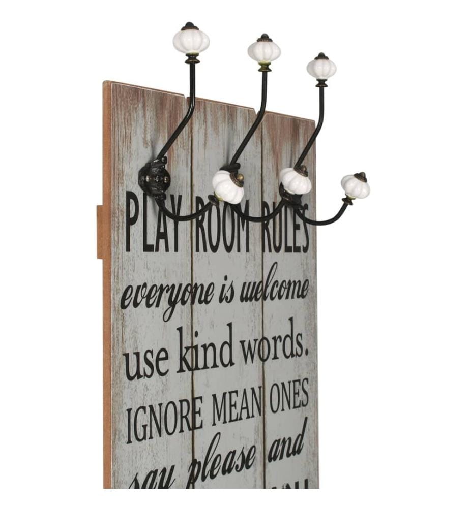 Wandgarderobe mit 6 Haken 120 x 40 cm "THANK YOU"