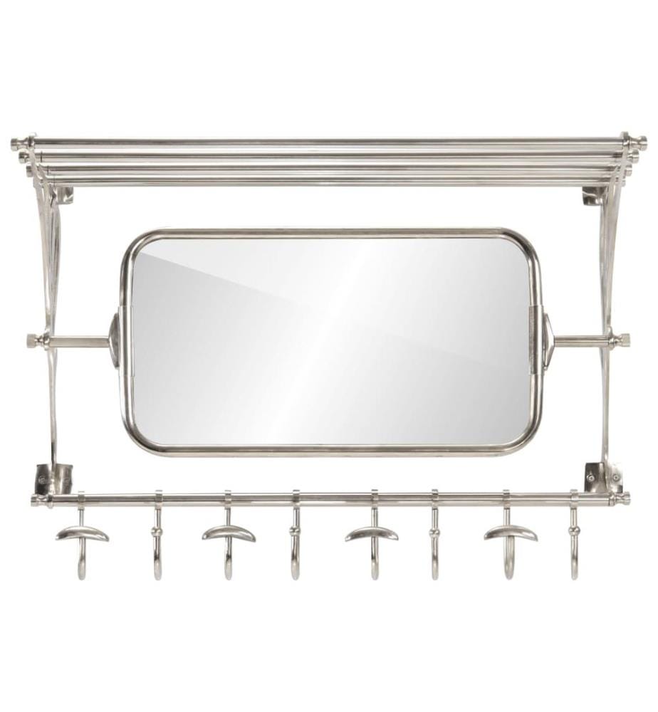 Wandgarderobe mit Kleiderhaken & Spiegel Aluminium
