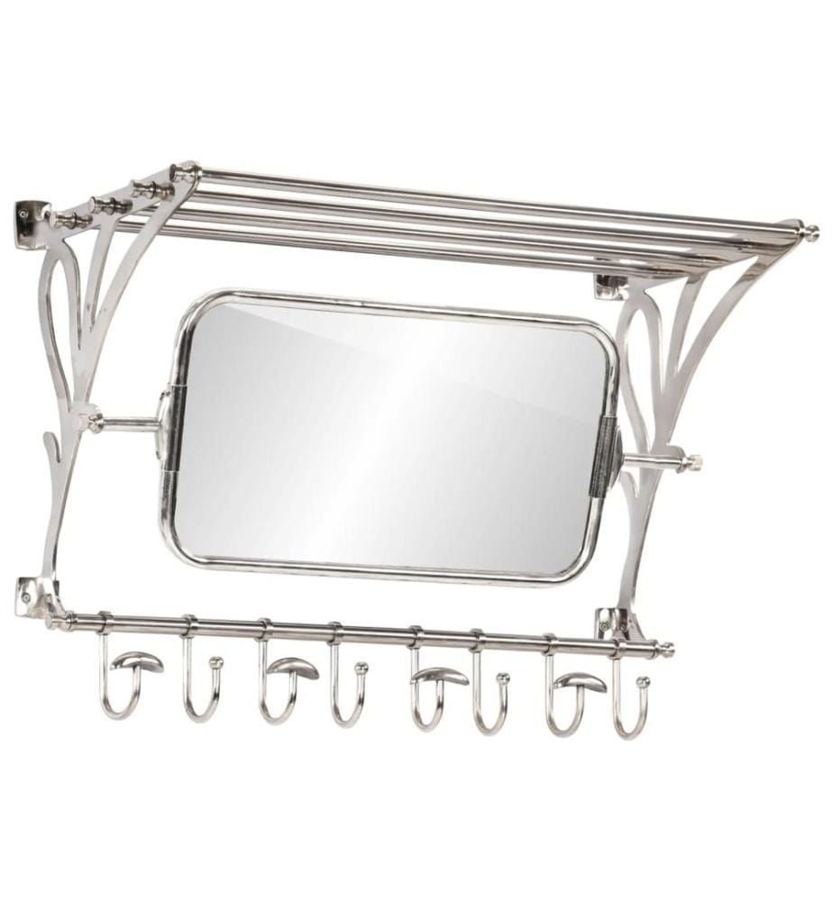 Wandgarderobe mit Kleiderhaken & Spiegel Aluminium