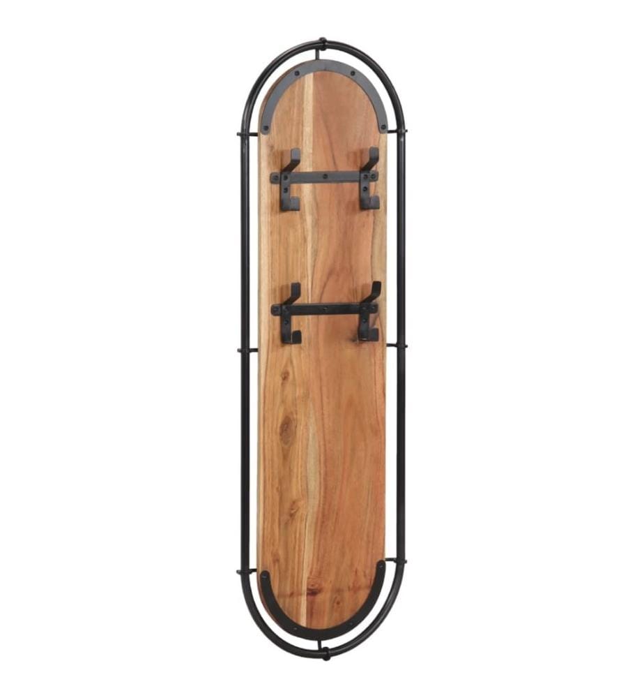 Wandgarderoben mit 4 Haken 2 Stk. Massivholz Akazie
