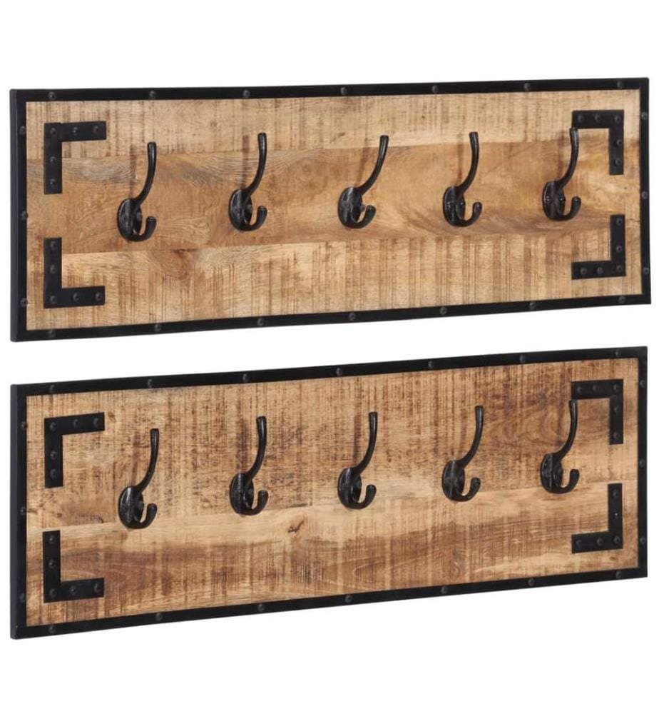 Garderoben 2 Stk. 80x8x25 cm Raues Massivholz Mango