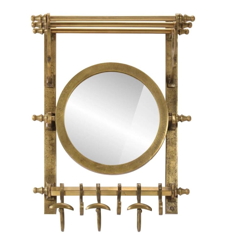 Wandgarderobe mit Kleiderhaken & Spiegel Aluminium
