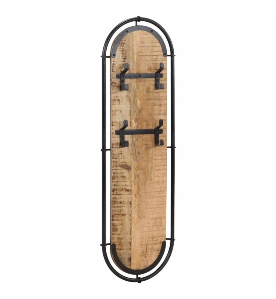 Wandgarderoben mit 4 Haken 2 Stk. Raues Mangoholz