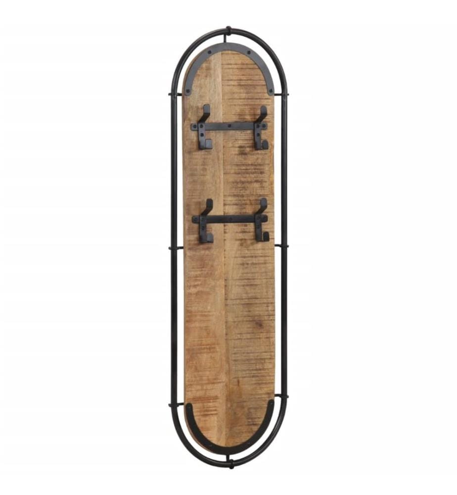 Wandgarderoben mit 4 Haken 2 Stk. Raues Mangoholz