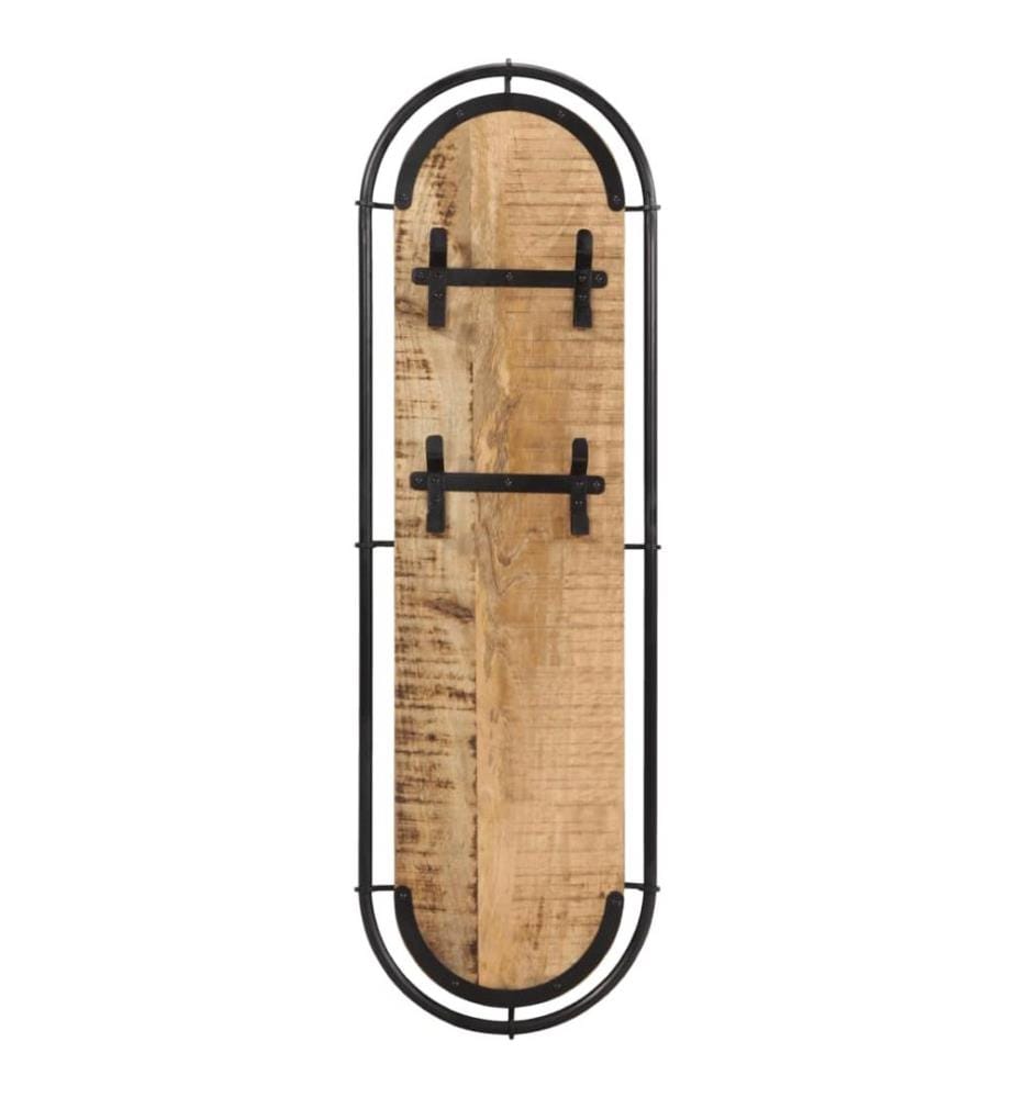 Wandgarderoben mit 4 Haken 2 Stk. Raues Mangoholz