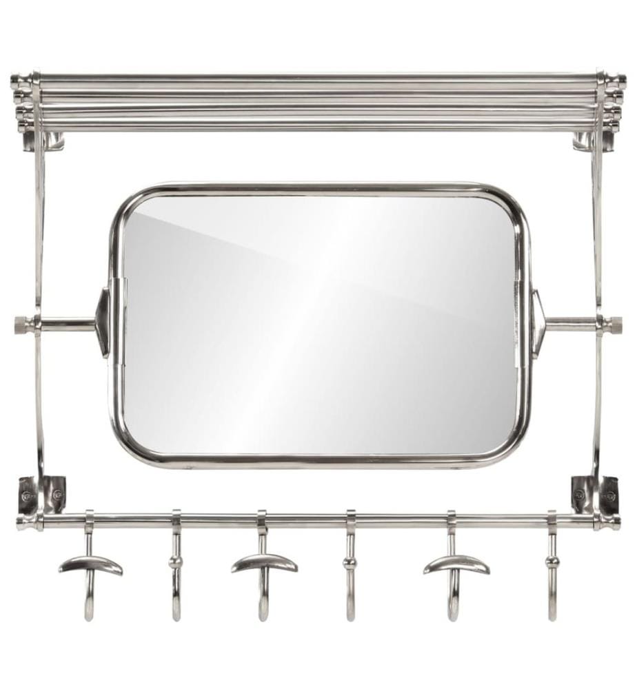 Wandgarderobe mit Kleiderhaken & Spiegel Aluminium