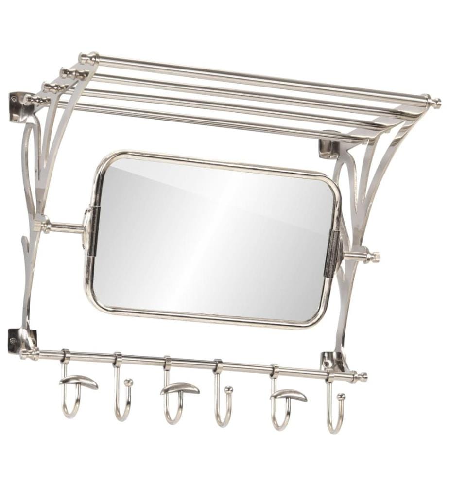 Wandgarderobe mit Kleiderhaken & Spiegel Aluminium