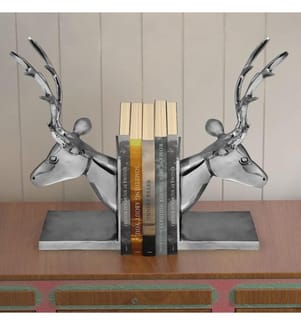 Buchstützen Hirsch 2 Stk. Aluminium Silbern