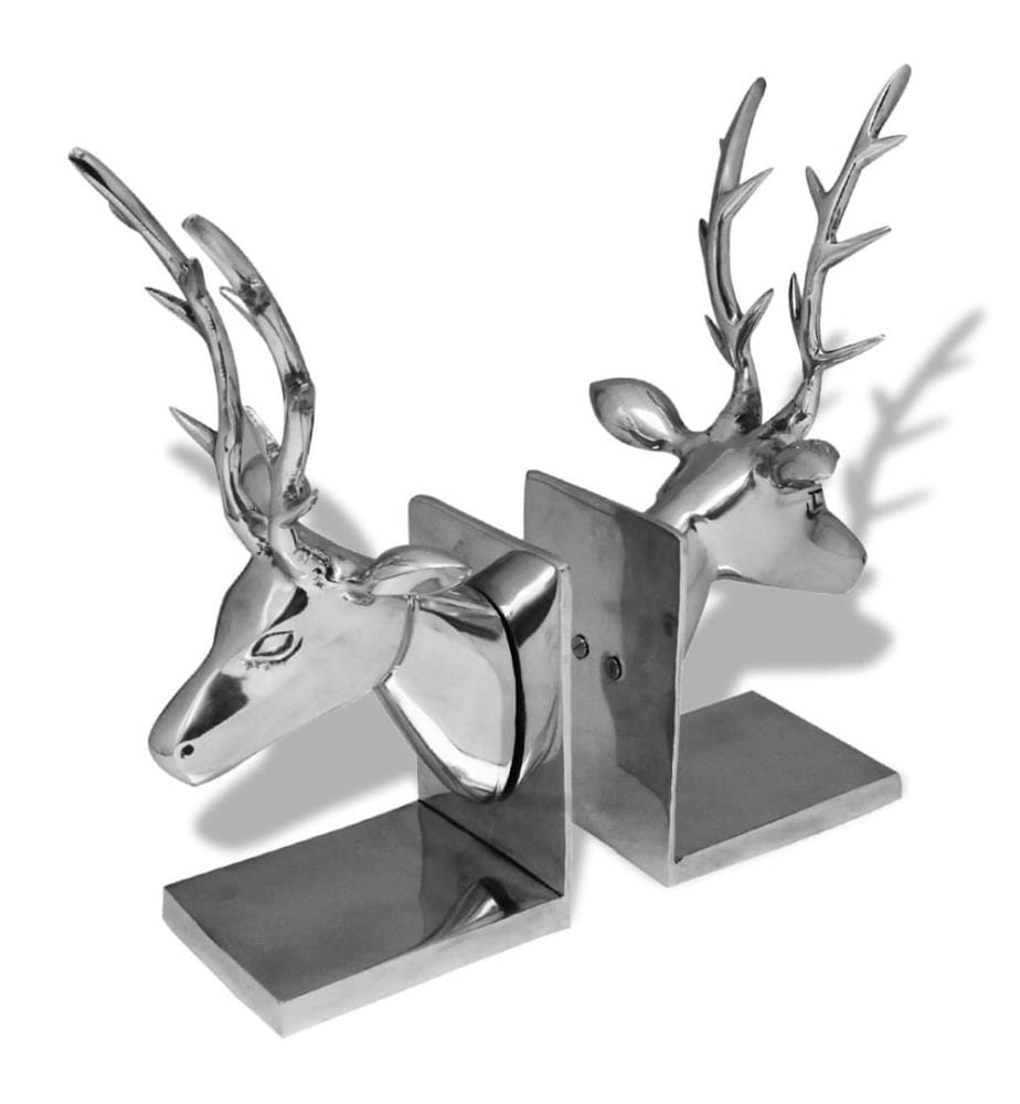 Serre-livres cerf 2 pièces Aluminium Argenté