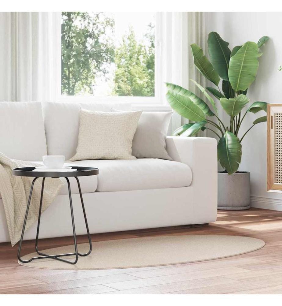 Tapis de surface ovale HUARTE Beige 80 x 150 cm 100% Polyester