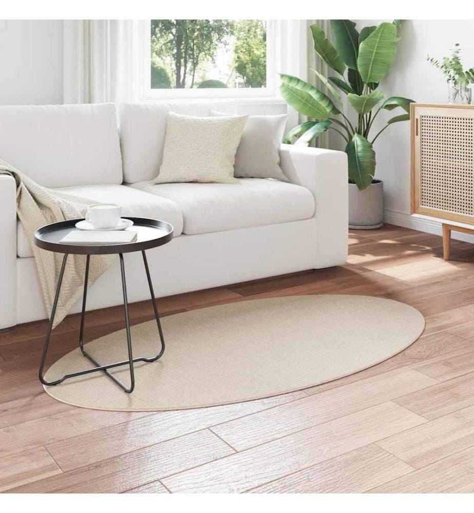 Tapis de surface ovale HUARTE Beige 80 x 150 cm 100% Polyester