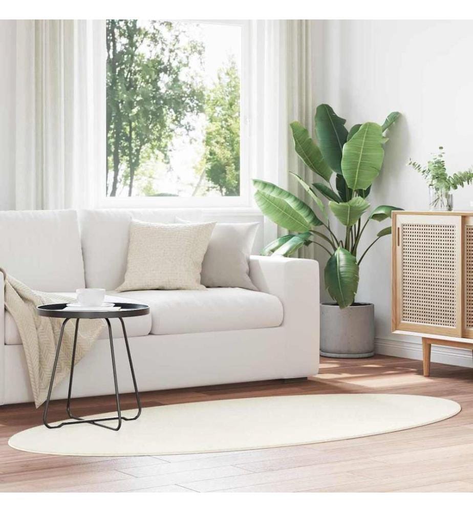 Tapis de surface ovale HUARTE Crème 100 x 200 cm 100% Polyester