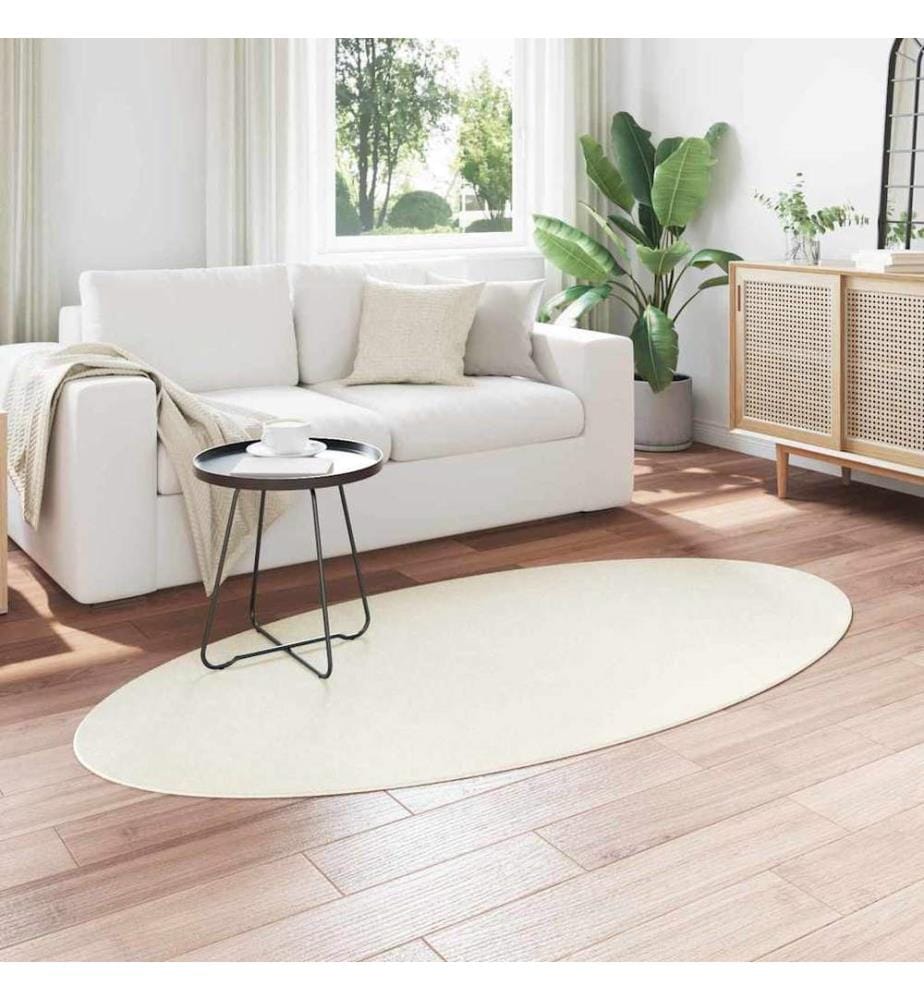 Tapis de surface ovale HUARTE Crème 100 x 200 cm 100% Polyester