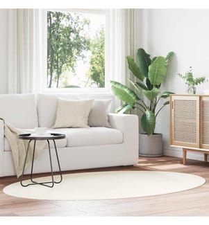 Bereichsteppiche Oval HUARTE Creme 140 x 200 cm 100 %Polyester