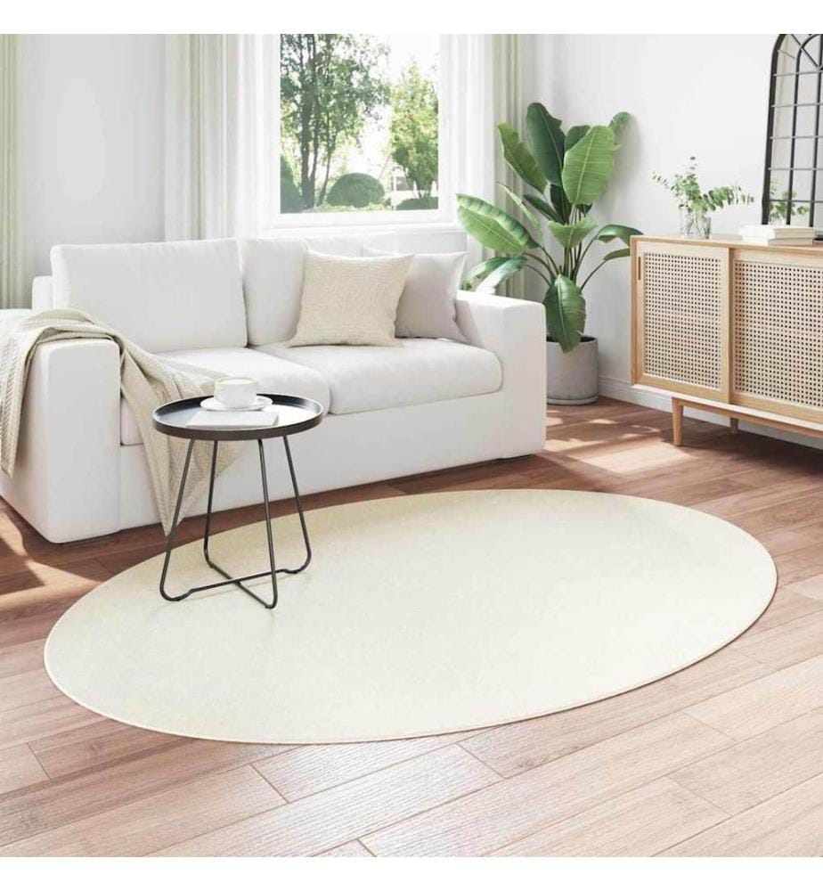 Tapis de surface ovale HUARTE Crème 140 x 200 cm 100% Polyester