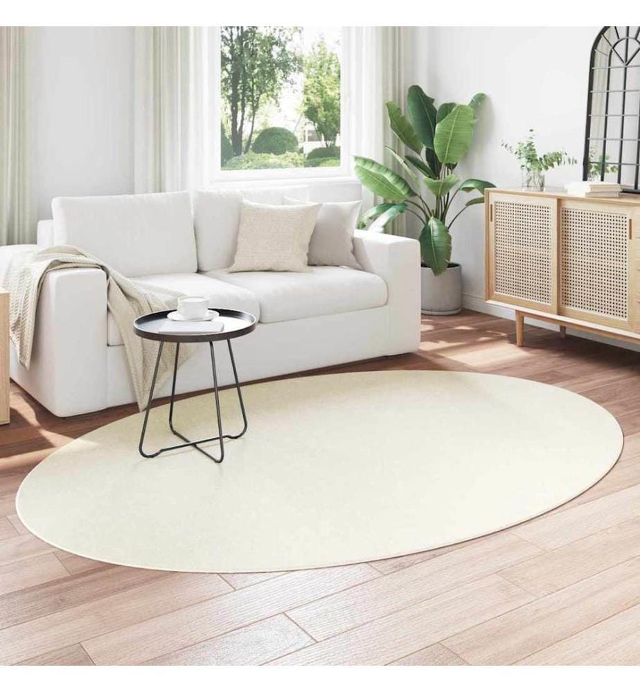 Bereichsteppiche Oval HUARTE Creme 160 x 230 cm 100 %Polyester