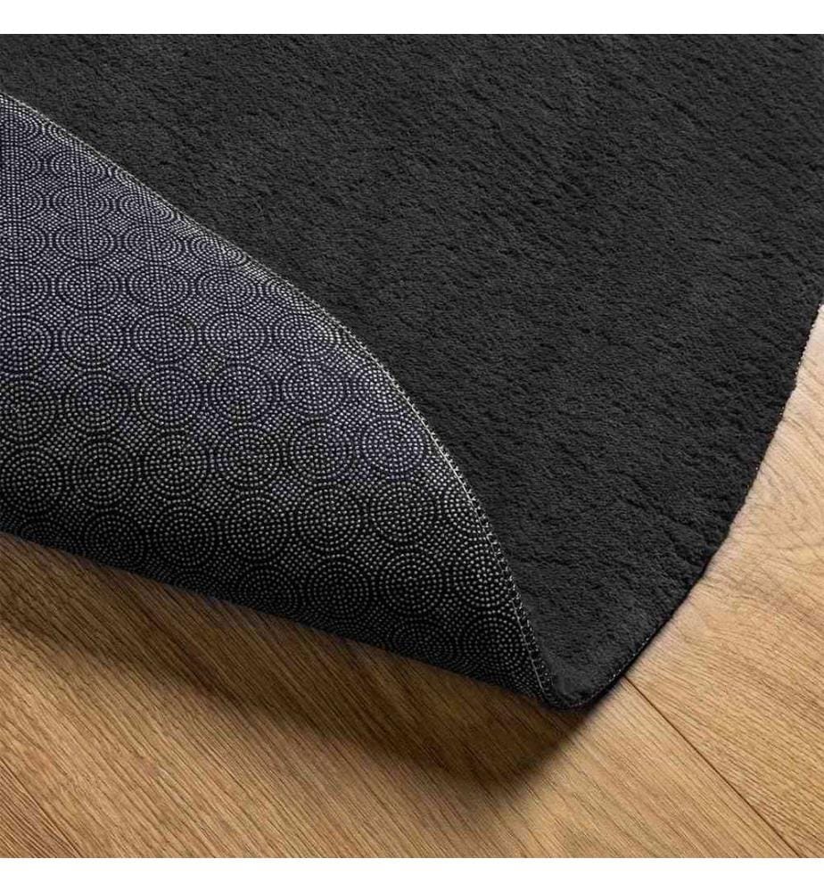 Oval Area Rug HUARTE Black 80 x 150 cm 100% Polyester