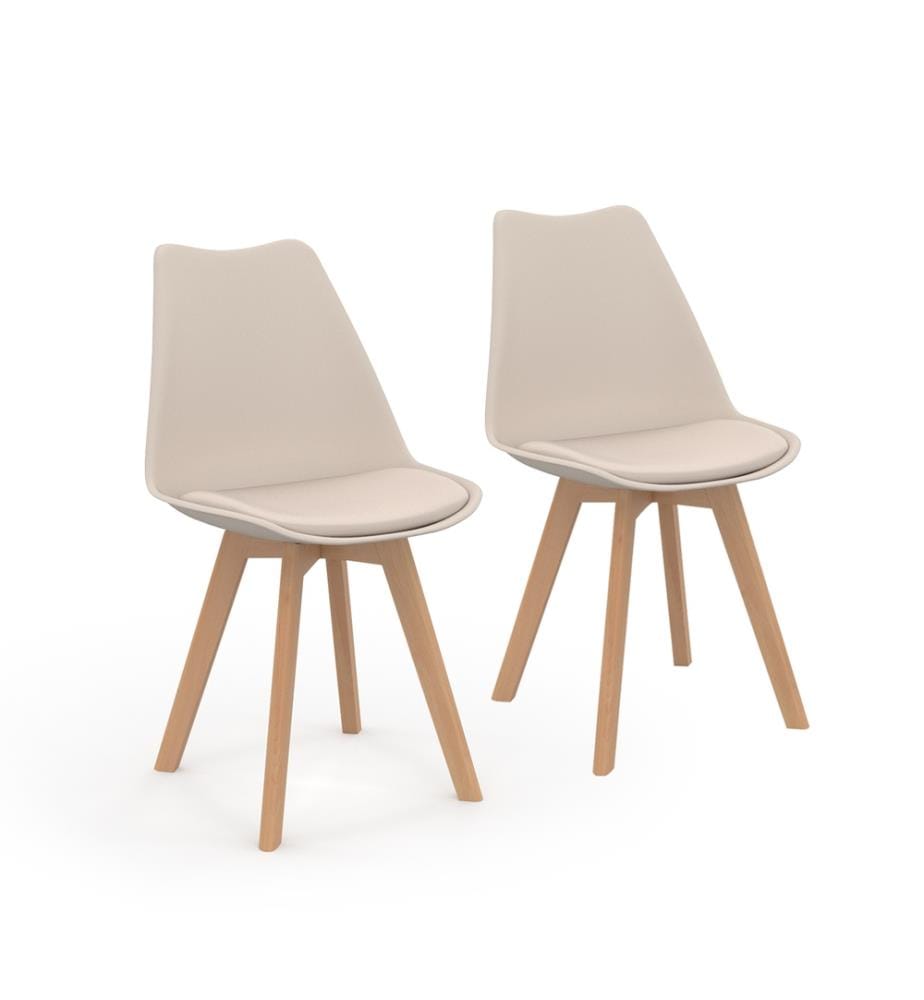 2er-Set Stühle Nordia 46 x 51 x 79.5 cm - Beige & Braun
