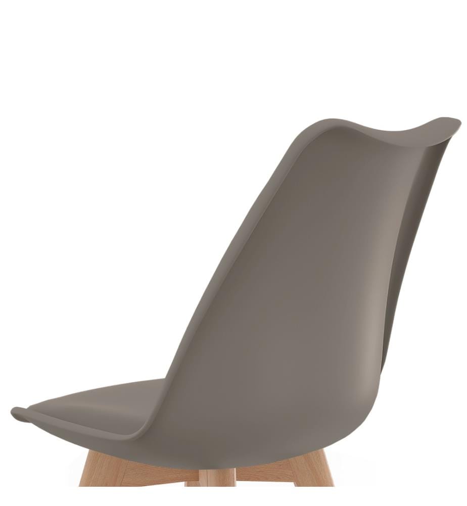 Set aus 4 Stühlen Nordia mit taupefarbener Sitzfläche und Holzbeinen
