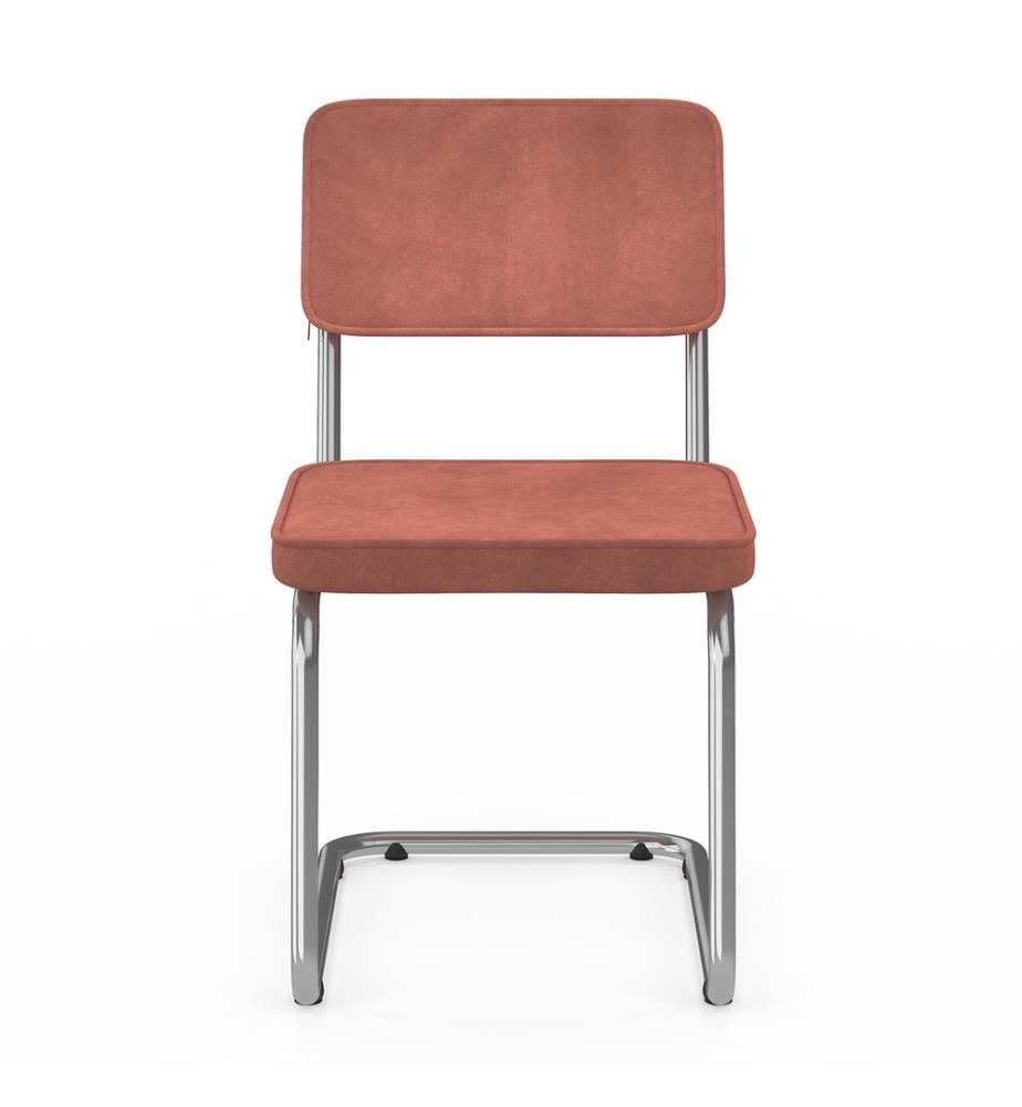 Set aus 4 Stühlen Naya Sitzfläche aus Terracotta-Schlingengewebe Freischwinger-Fuss