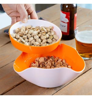 Ciotola per snack 2 in 1 2 pezzi - Arancione e bianco