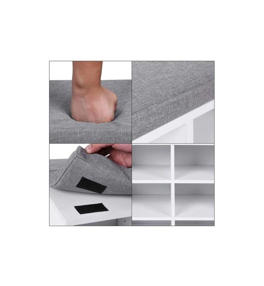 VASAGLE - Schuhregal mit Polster, 104 x 48 cm, Weiss