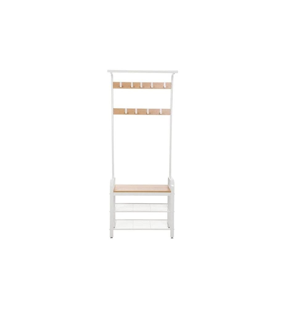 VASAGLE - Garderobe mit Schuhablage 183 cm, Nature/Weiss