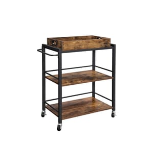 VASAGLE - Bartrolley mit Tablett 65 x 86 cm, Braun/Schwarz