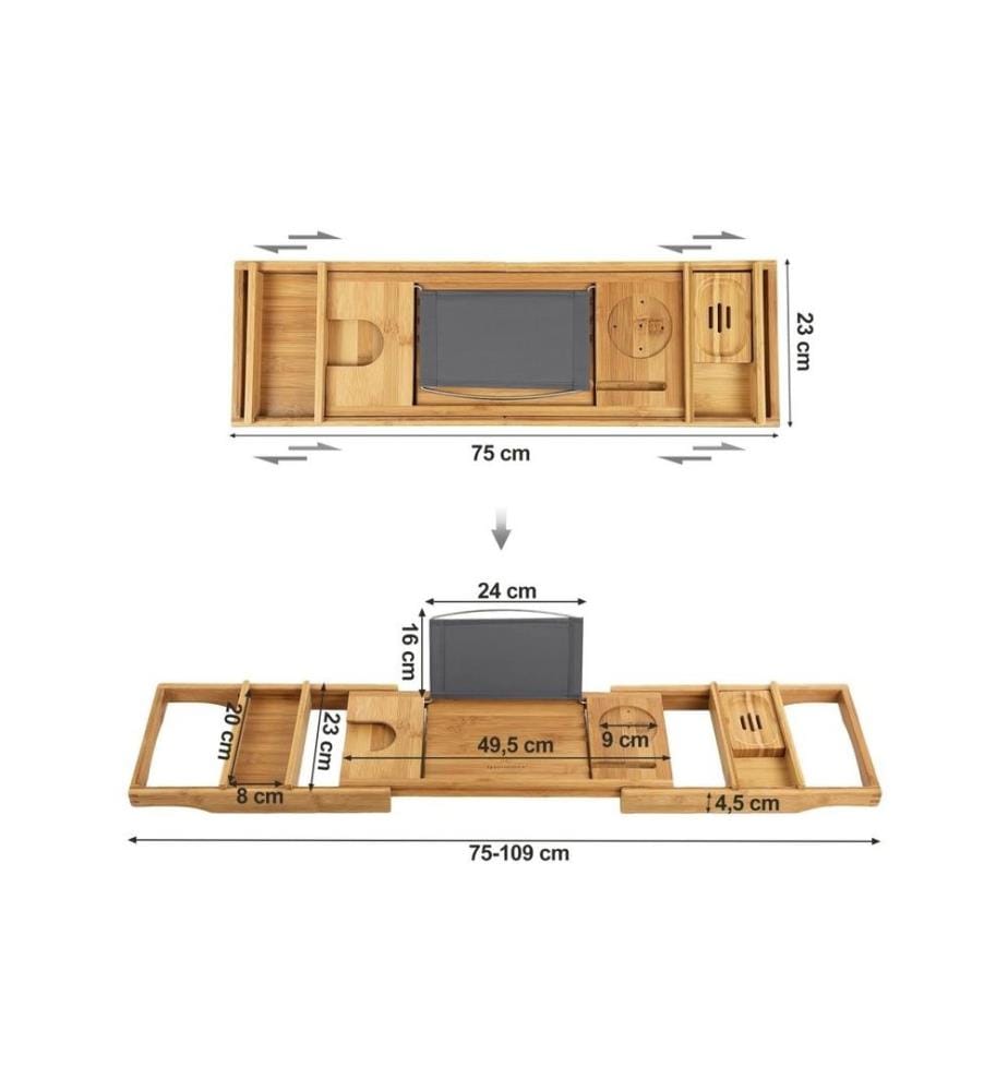 Songmics - Supports pour ustensiles de salle de bains extensible Brun