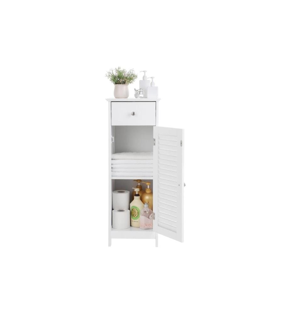 VASAGLE - Badezimmerregal mit Tür 32 x 87 cm, Weiss