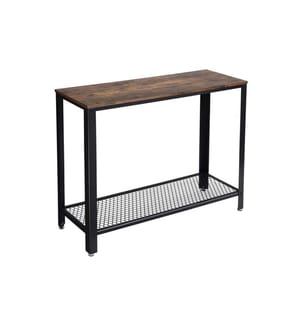 VASAGLE - Table console avec étagère grillagée 101.5 x 80 cm, Brun/Noir