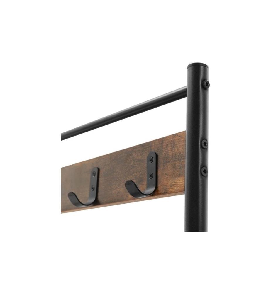 VASAGLE - Garderobe mit Schuhablagen 175 cm, Braun/Schwarz