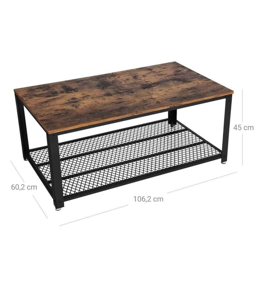 VASAGLE - Couchtisch mit Gitterablage 106.2 x 60.2 cm