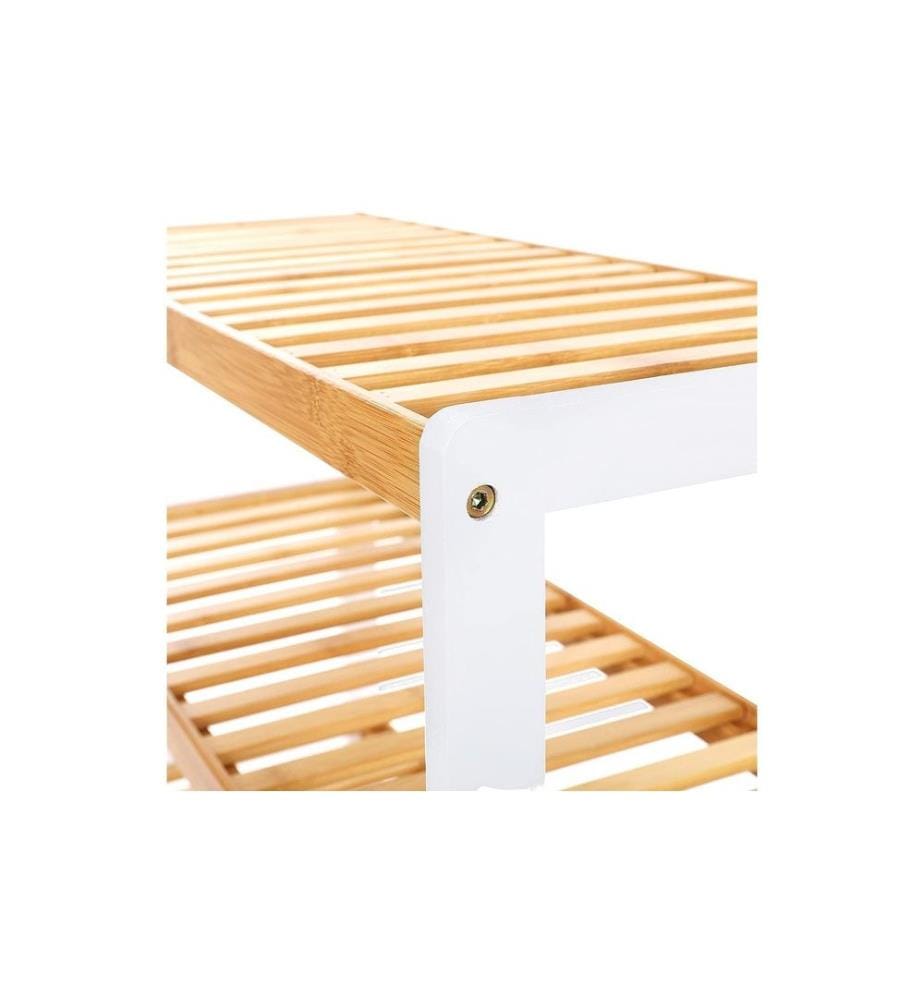 Songmics - Étagère à chaussures en bambou, Nature/Blanc