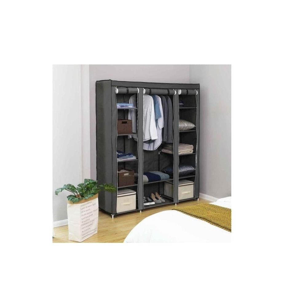Songmics - Regal mit hochrollbaren Türen Grau