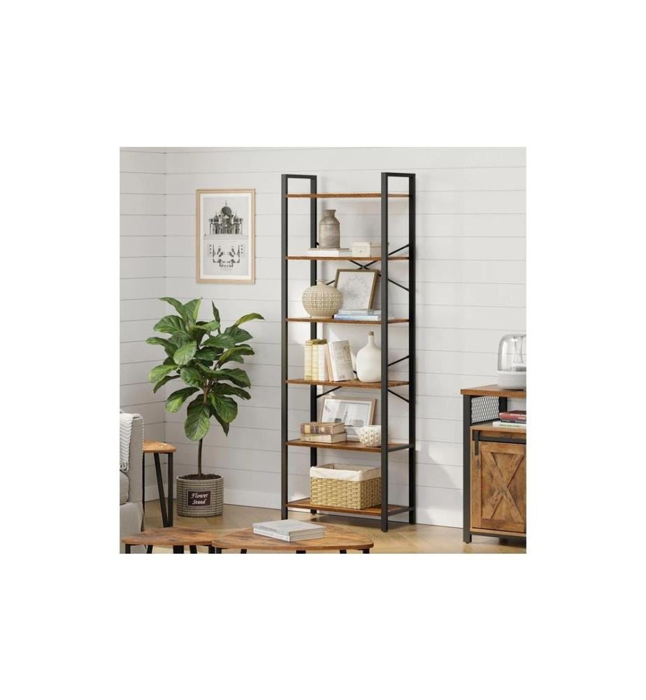 VASAGLE - Regal mit 6 Ebenen 66 x 186 cm, Braun/Schwarz